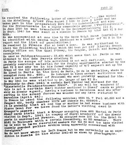 Report of Capt. Michel, French Army re Krueger